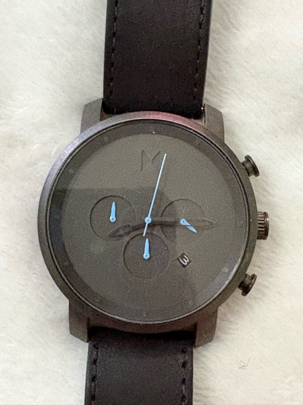 MVMT Black Chronograph Style Watch Black Leather Band